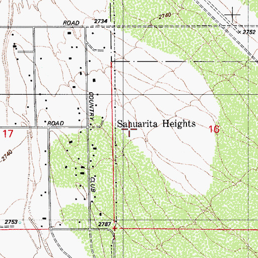 Topographic Map of Sahuarita Heights, AZ