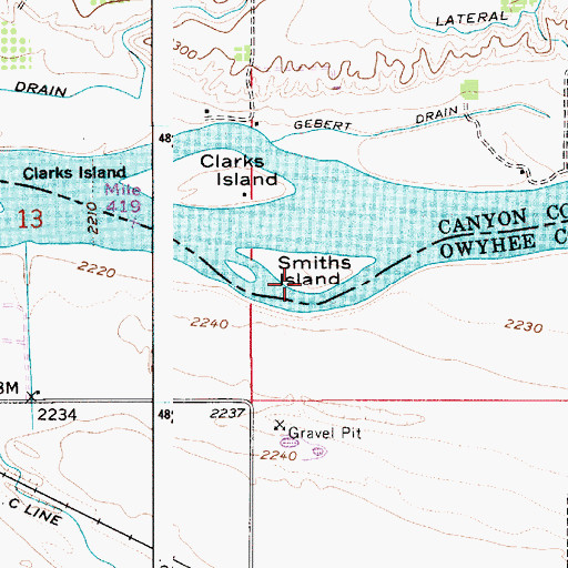 Topographic Map of Smiths Island, ID
