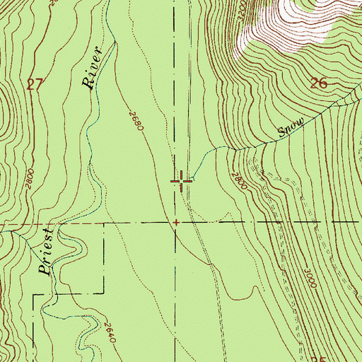 Topographic Map of Snow Creek, ID