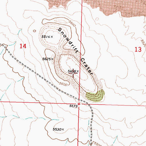 Topographic Map of Snowdrift Crater, ID