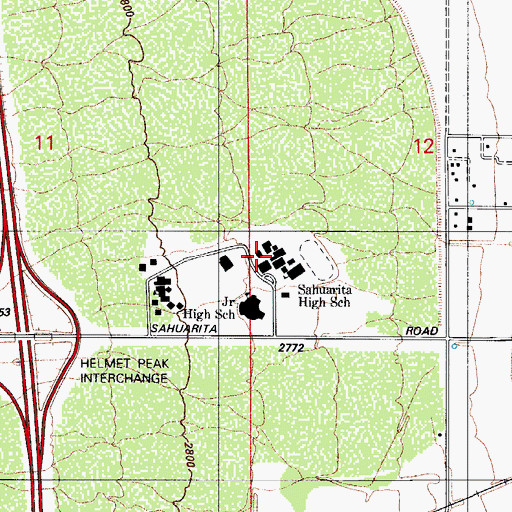 Topographic Map of Sahuarita Middle School, AZ