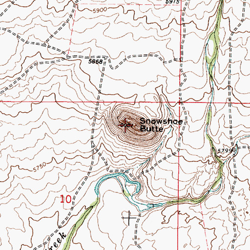 Topographic Map of Snowshoe Butte, ID