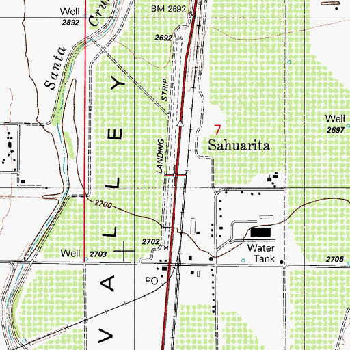 Topographic Map of Sahuarita Railroad Station, AZ