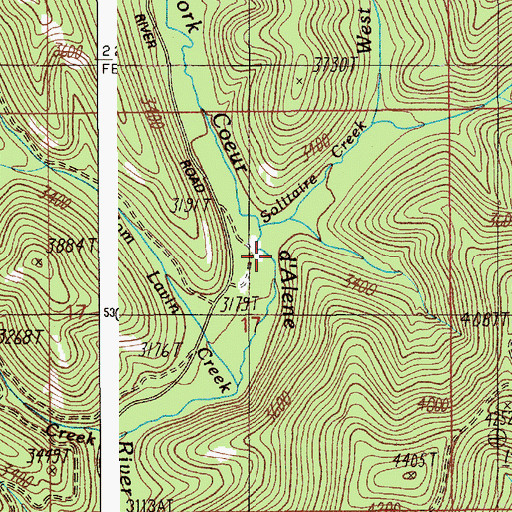 Topographic Map of Solitaire Creek, ID