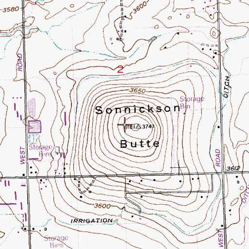 Topographic Map of Sonnickson Butte, ID