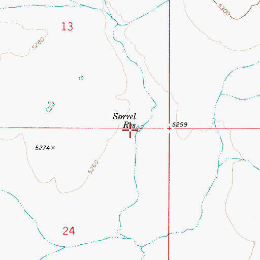 Topographic Map of Sorrel Reservoir, ID