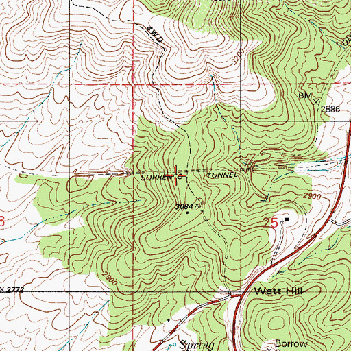 Topographic Map of Sorrento Tunnel, ID