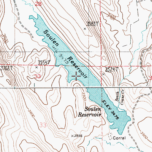 Topographic Map of Soulen Reservoir, ID