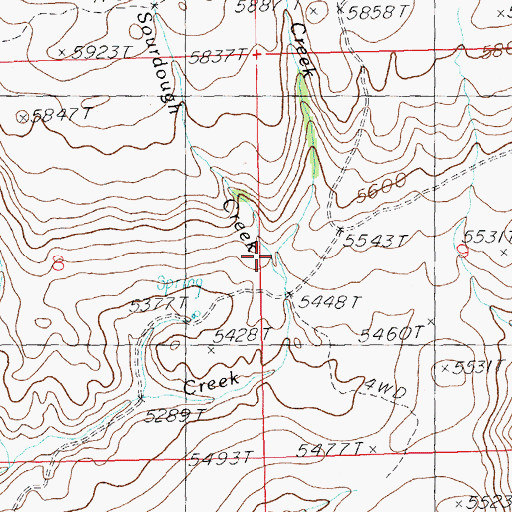 Topographic Map of Sourdough Creek, ID