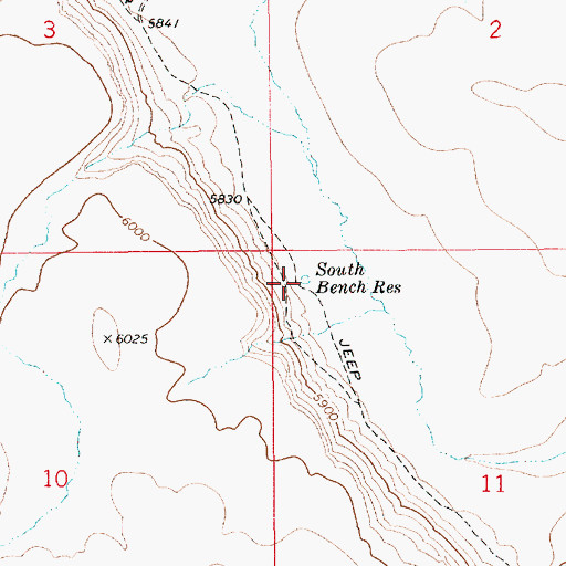 Topographic Map of South Bench Reservoir, ID