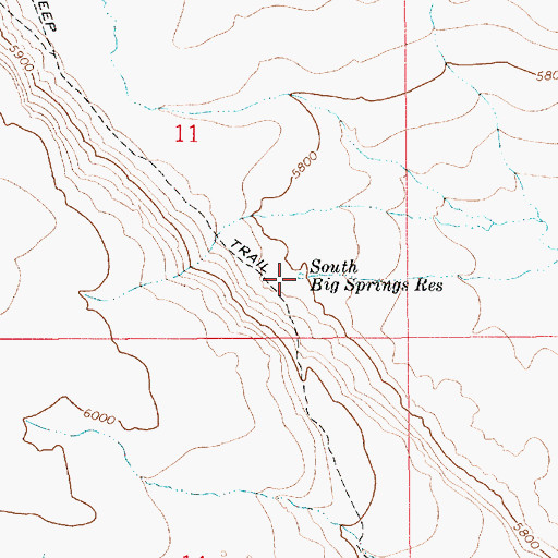Topographic Map of South Big Springs Reservoir, ID