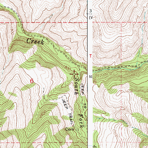 Topographic Map of South Fork Captain John Creek, ID