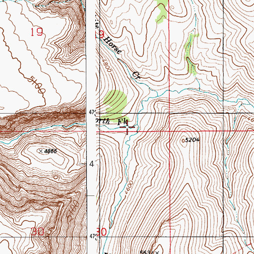 Topographic Map of South Fork Castle Creek, ID