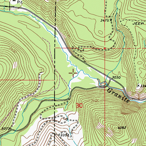Topographic Map of South Fork Granite Creek, ID