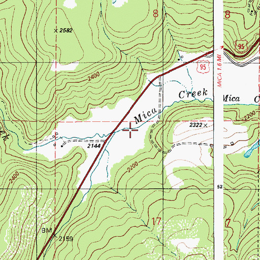 Topographic Map of South Fork Mica Creek, ID