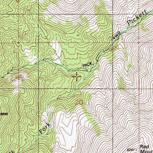 Topographic Map of South Fork Pickett Creek, ID