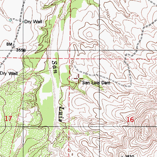 Topographic Map of San Luis Dam, AZ