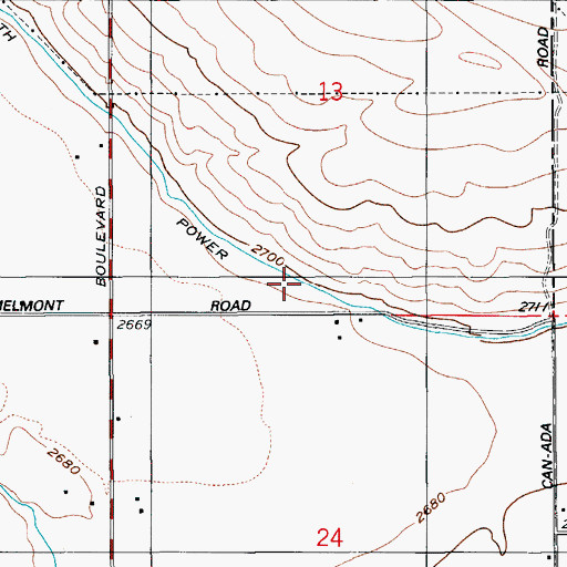 Topographic Map of South Power Lateral, ID