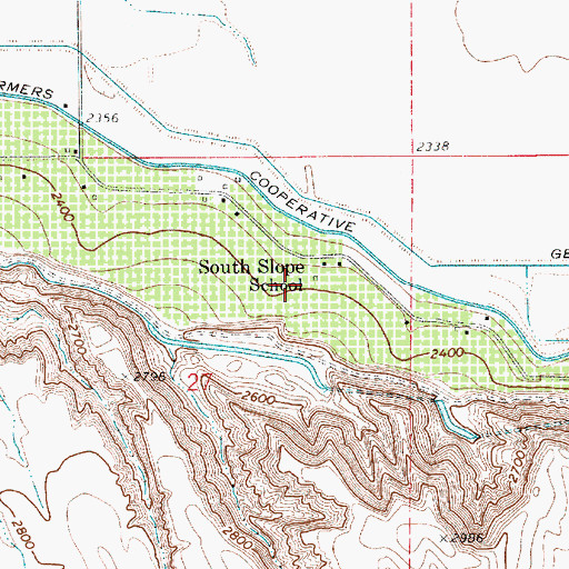 Topographic Map of South Slope School, ID