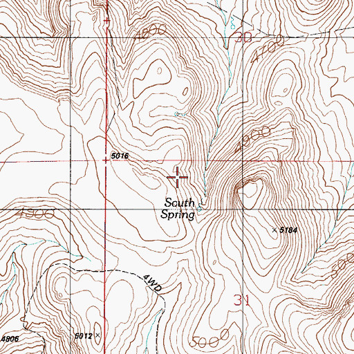 Topographic Map of South Spring, ID