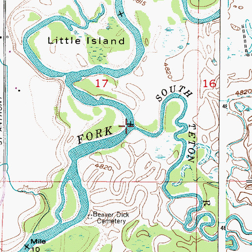 Topographic Map of South Teton River, ID