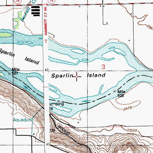 Topographic Map of Sparlin Island, ID