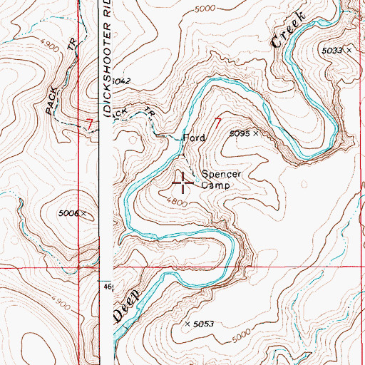 Topographic Map of Spencer Camp, ID