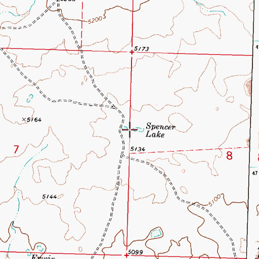 Topographic Map of Spencer Lake, ID