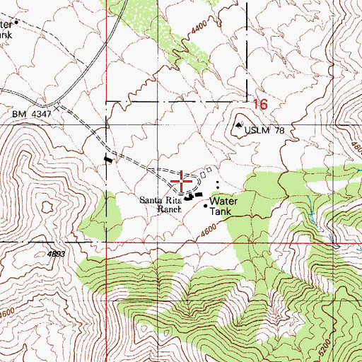 Topographic Map of Santa Rita Ranch, AZ