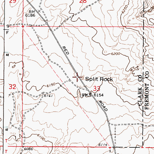 Topographic Map of Split Rock, ID