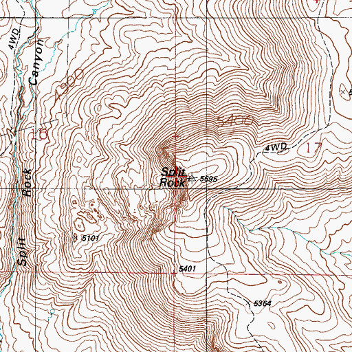 Topographic Map of Split Rock, ID