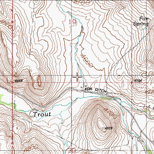 Topographic Map of Split Rock Canyon, ID