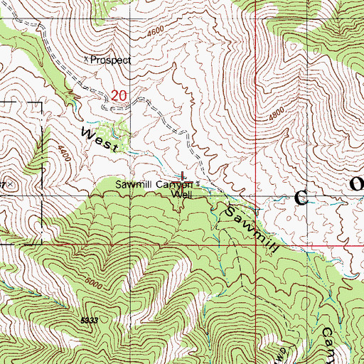 Topographic Map of Sawmill Canyon Well, AZ