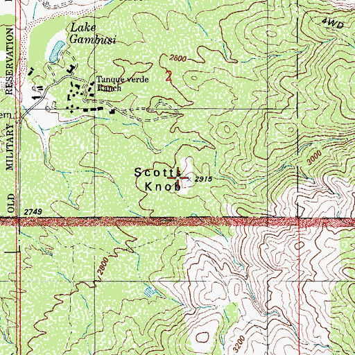 Topographic Map of Scotts Knob, AZ