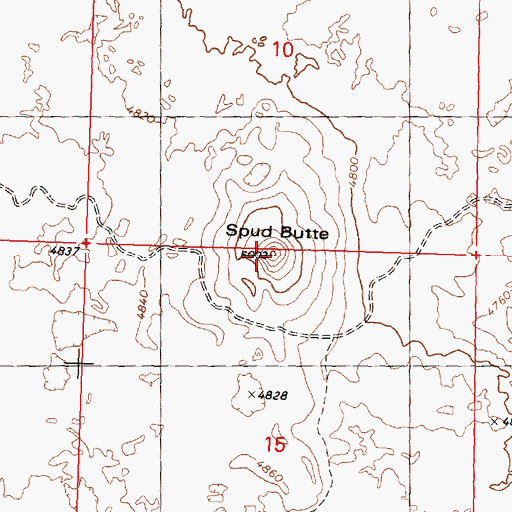 Topographic Map of Spud Butte, ID