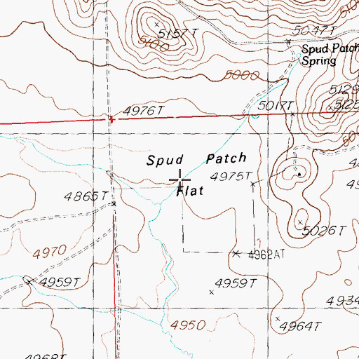 Topographic Map of Spud Patch Flat, ID