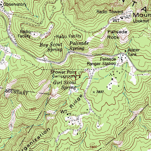 Topographic Map of Showers Point Campground, AZ