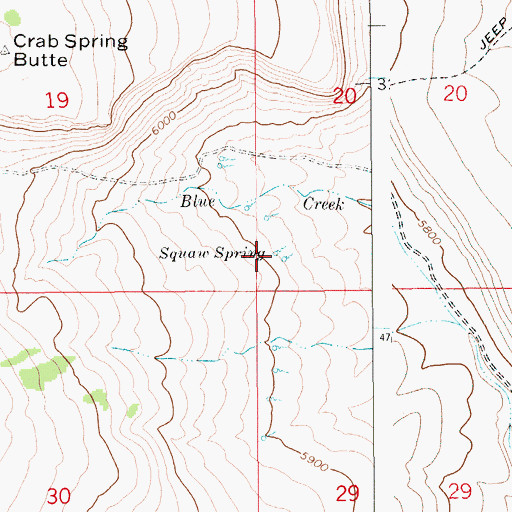 Topographic Map of Squaw Spring, ID