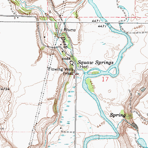 Topographic Map of Squaw Springs, ID