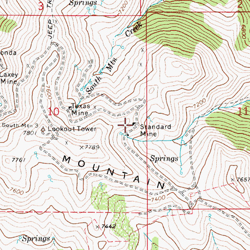 Topographic Map of Standard Mine, ID
