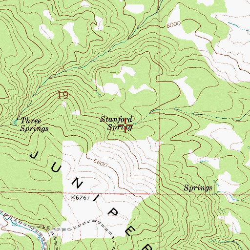 Topographic Map of Stanford Spring, ID