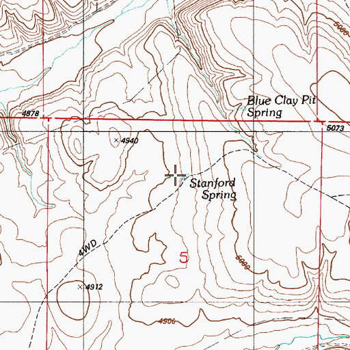 Topographic Map of Stanford Spring, ID