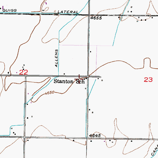 Topographic Map of Stanton School, ID