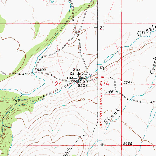 Topographic Map of Star Ranch, ID