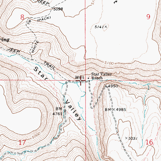 Topographic Map of Star Valley Ranch, ID