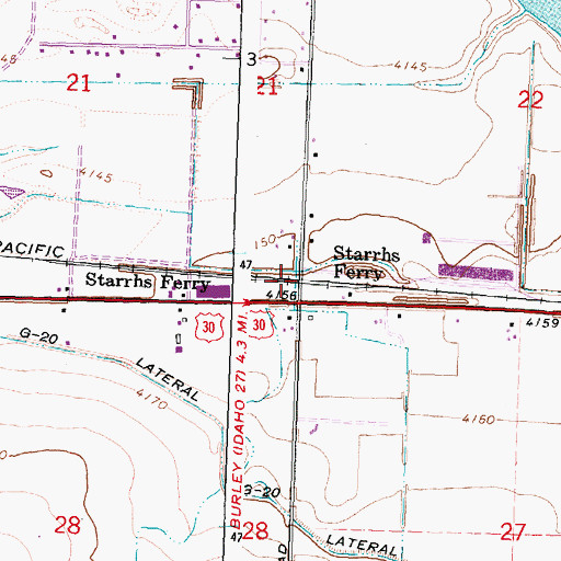 Topographic Map of Starrhs Ferry, ID