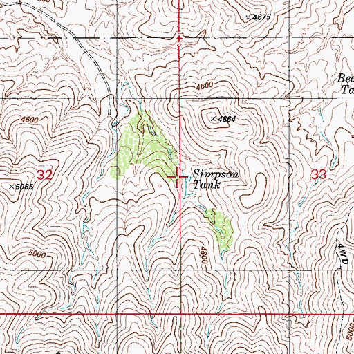Topographic Map of Simpson Tank, AZ
