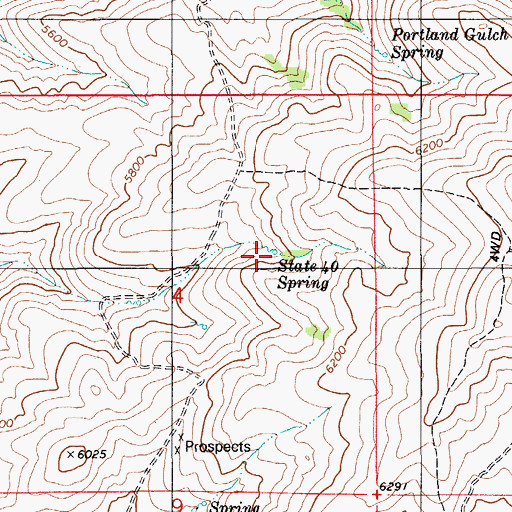 Topographic Map of State 40 Spring, ID
