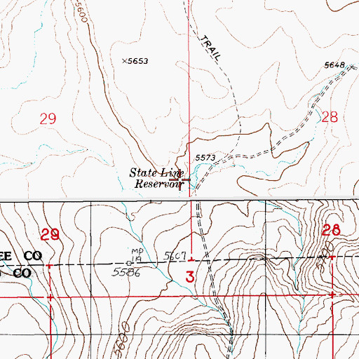 Topographic Map of State Line Reservoir, ID