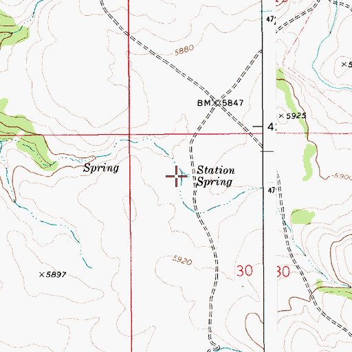 Topographic Map of Station Spring, ID